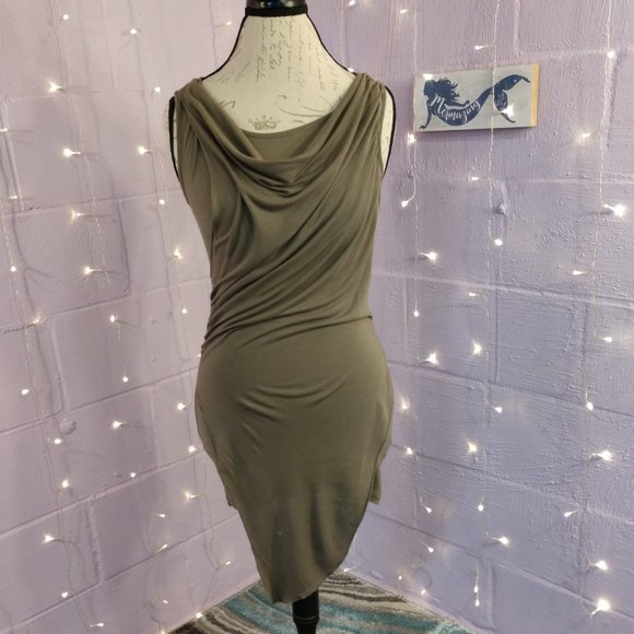 Kische Tops - Olive Green Asymmetrical Wrap Top
